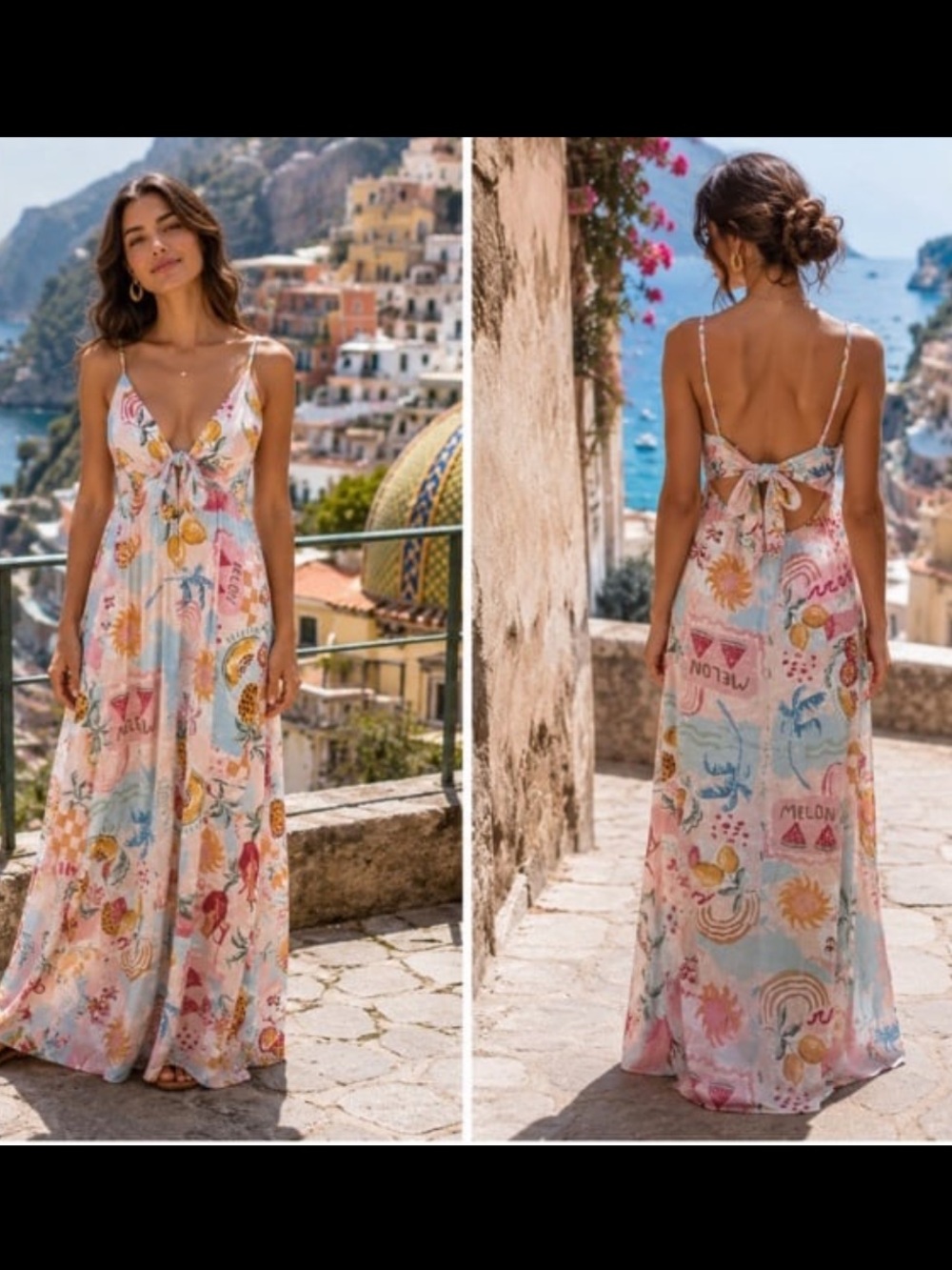 Paper Heart Tropical Whimsical Print Summer Haze Maxi Dress. Boho. Hawaiian. S